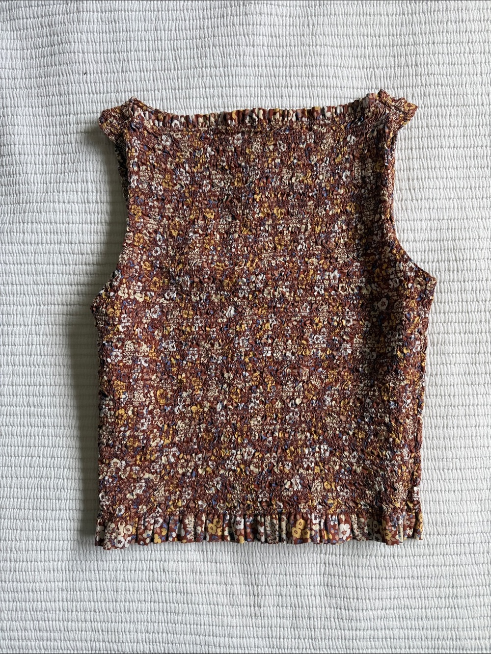 Everlane Brown Floral Smocked Tank - Picture 1 of 1